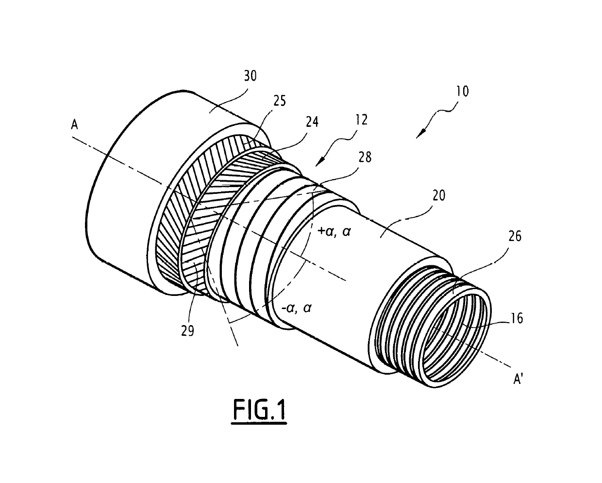 Connection end-piece of a flexible pipe for transporting fluid and associated method