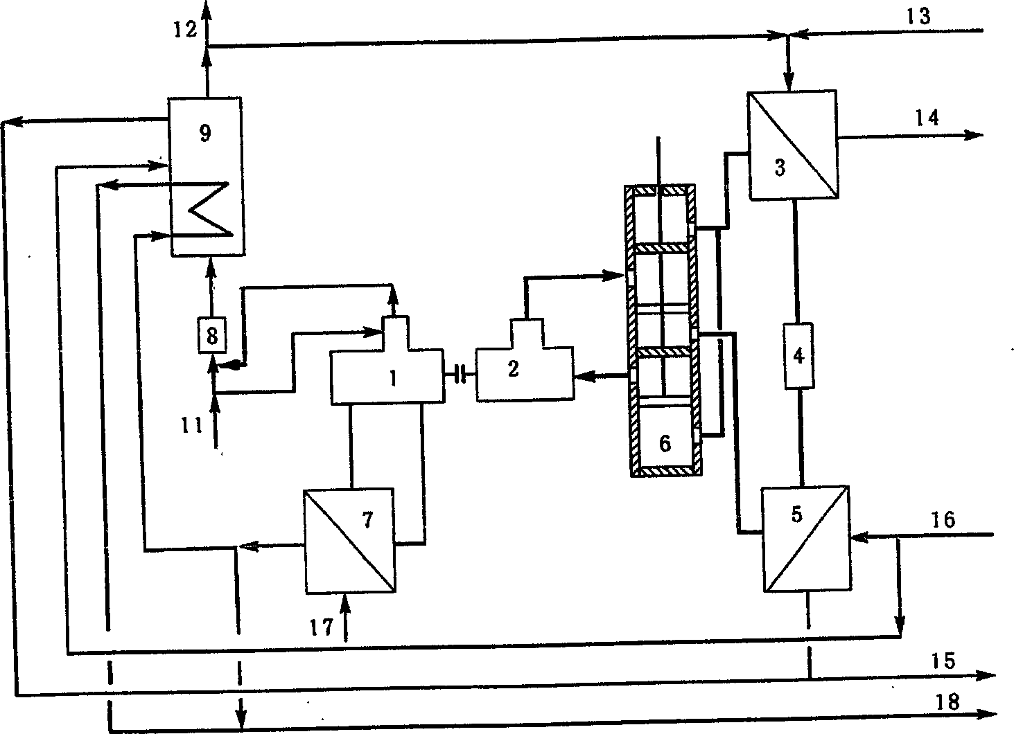 Gas burning heat pump system for refrigeration, heating and heat water supply