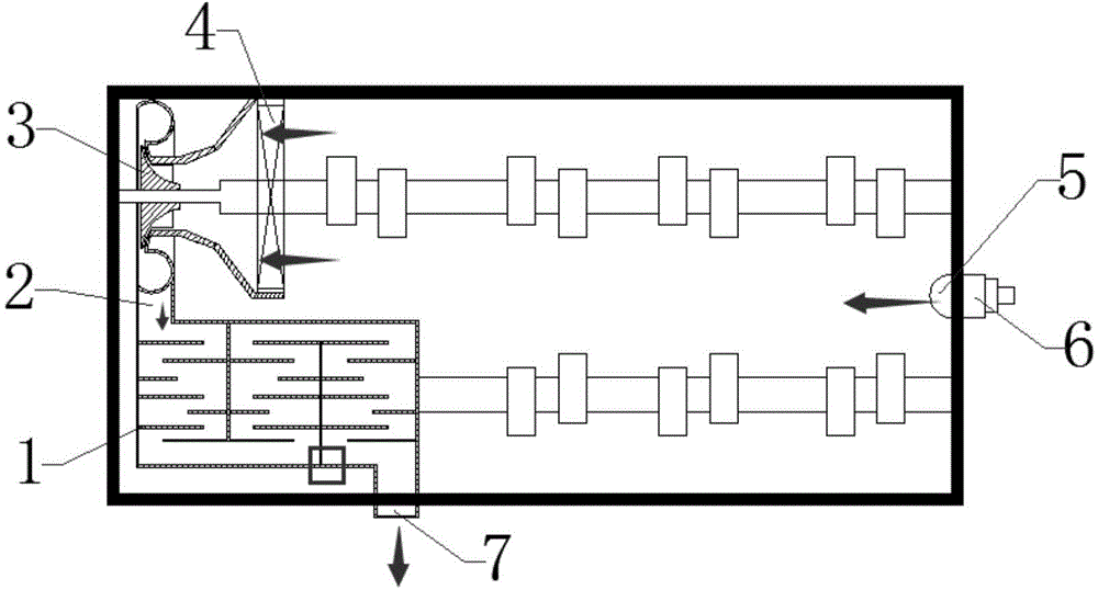 Labyrinth type oil-gas separation chamber with additionally mounted turbine