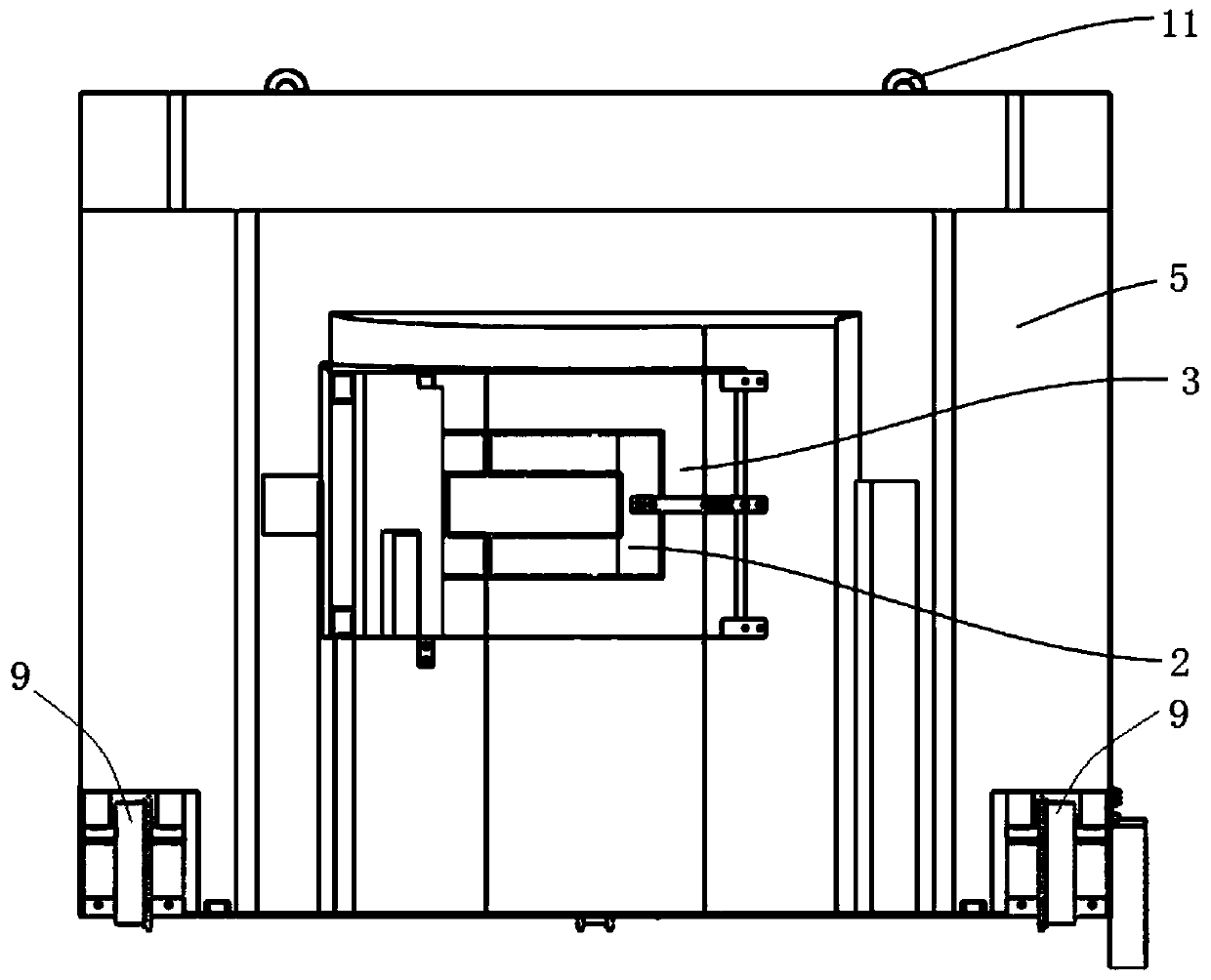 Cyclotron ionizing radiation self-shielding device of isotope target system outside magnet yoke