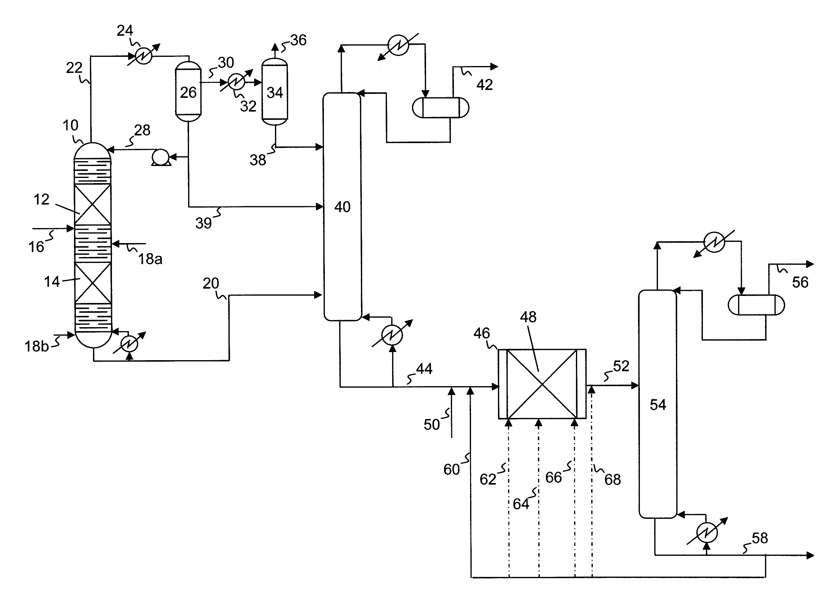 Hydrodesulfurization process with selected liquid recycle to reduce formation of recombinant mercaptans