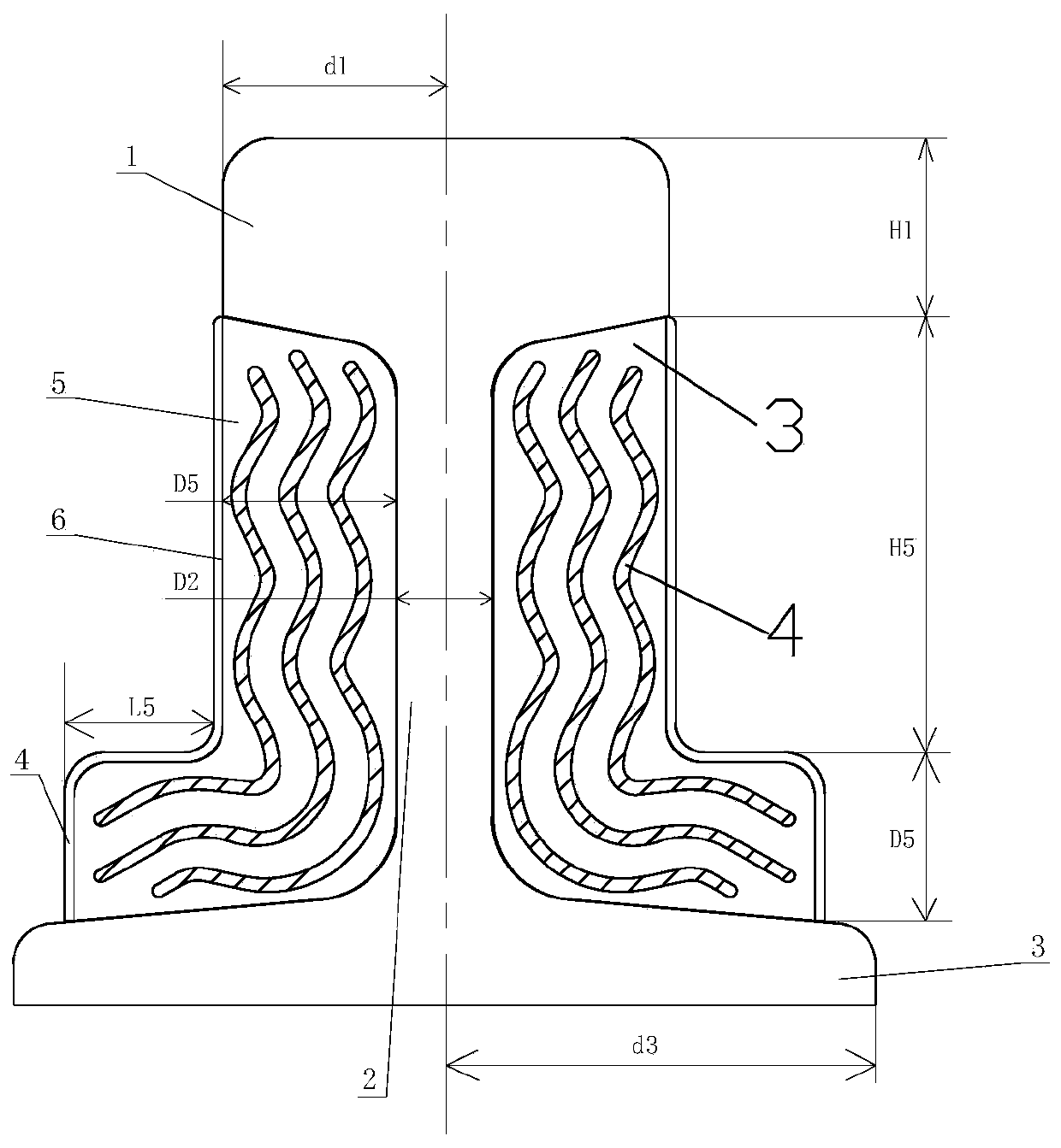 A built-in metal vibrator vibration and noise reduction dynamic shock absorber structure for rails