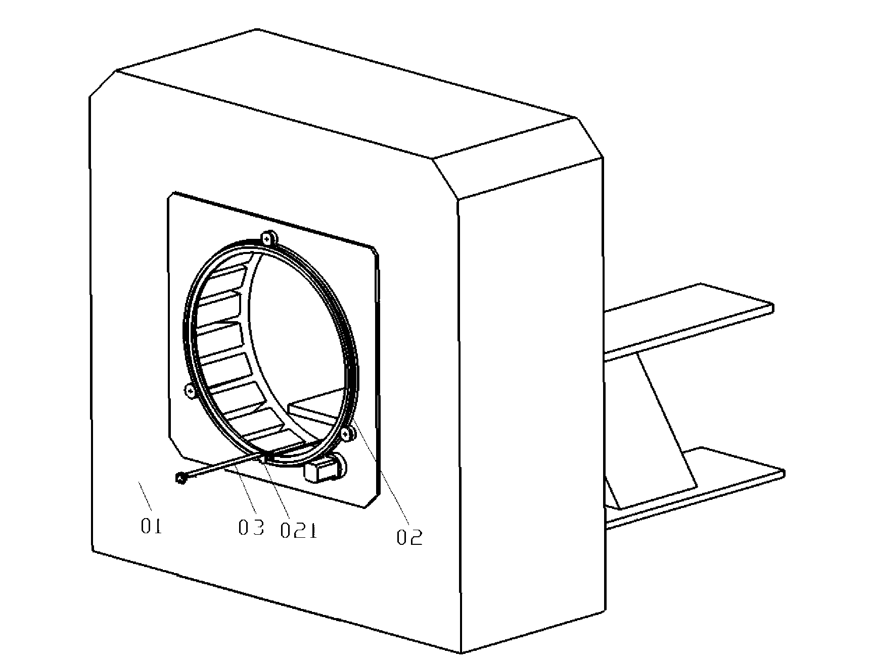 Scanning device of medical detector and automatic assembling and disassembling device for medical rod source