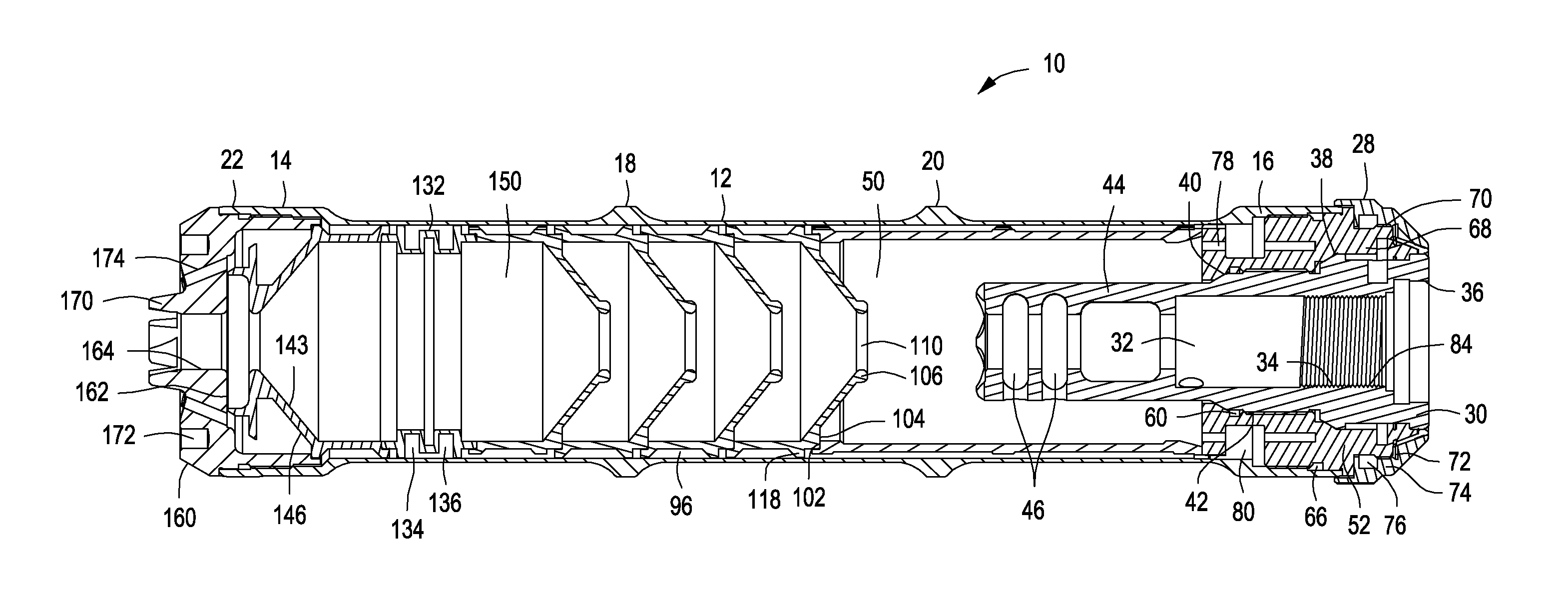 Suppressor and flash hider device for firearms having dual path gas exhaust