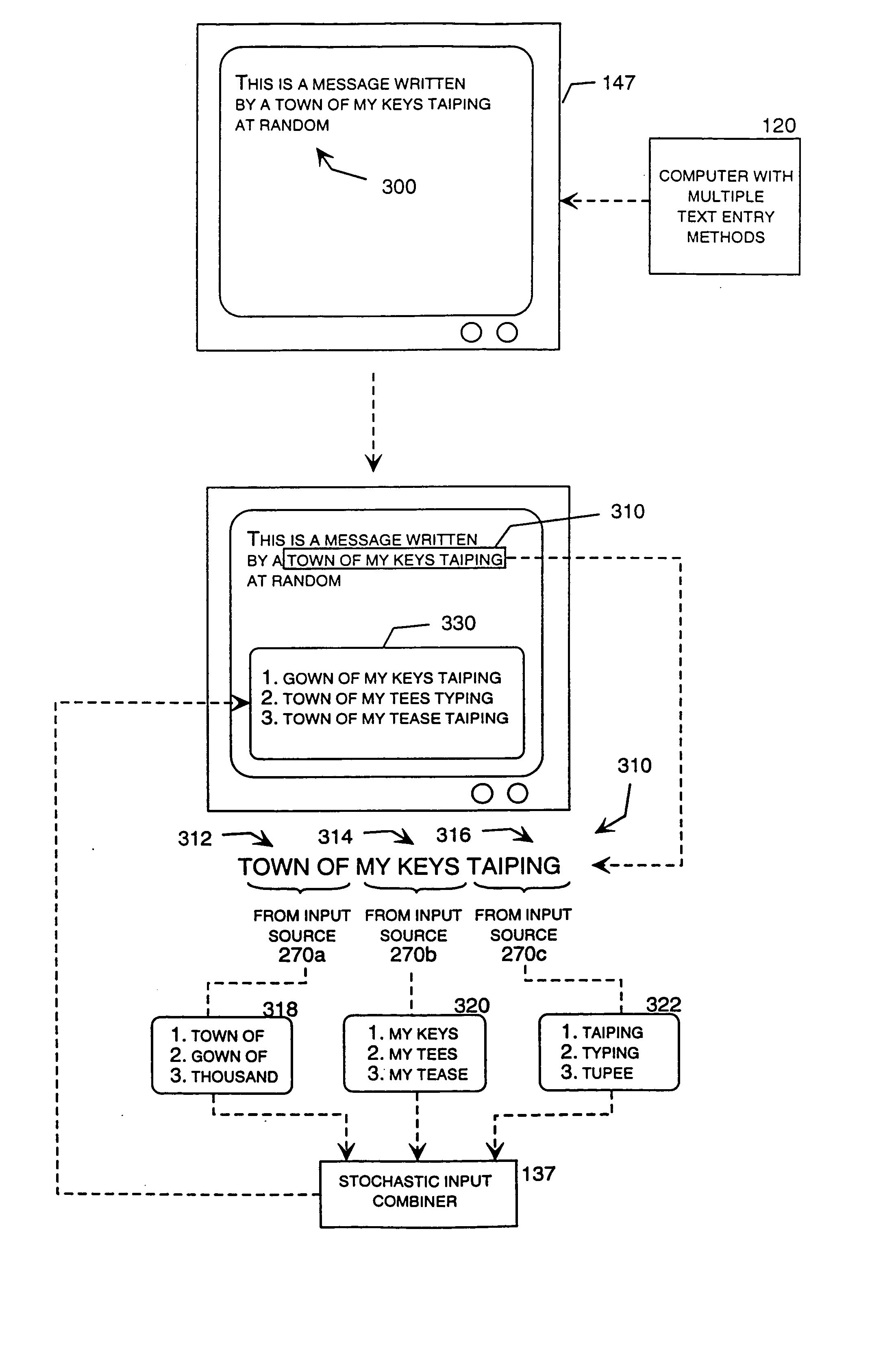 Method and system for providing alternatives for text derived from stochastic input sources