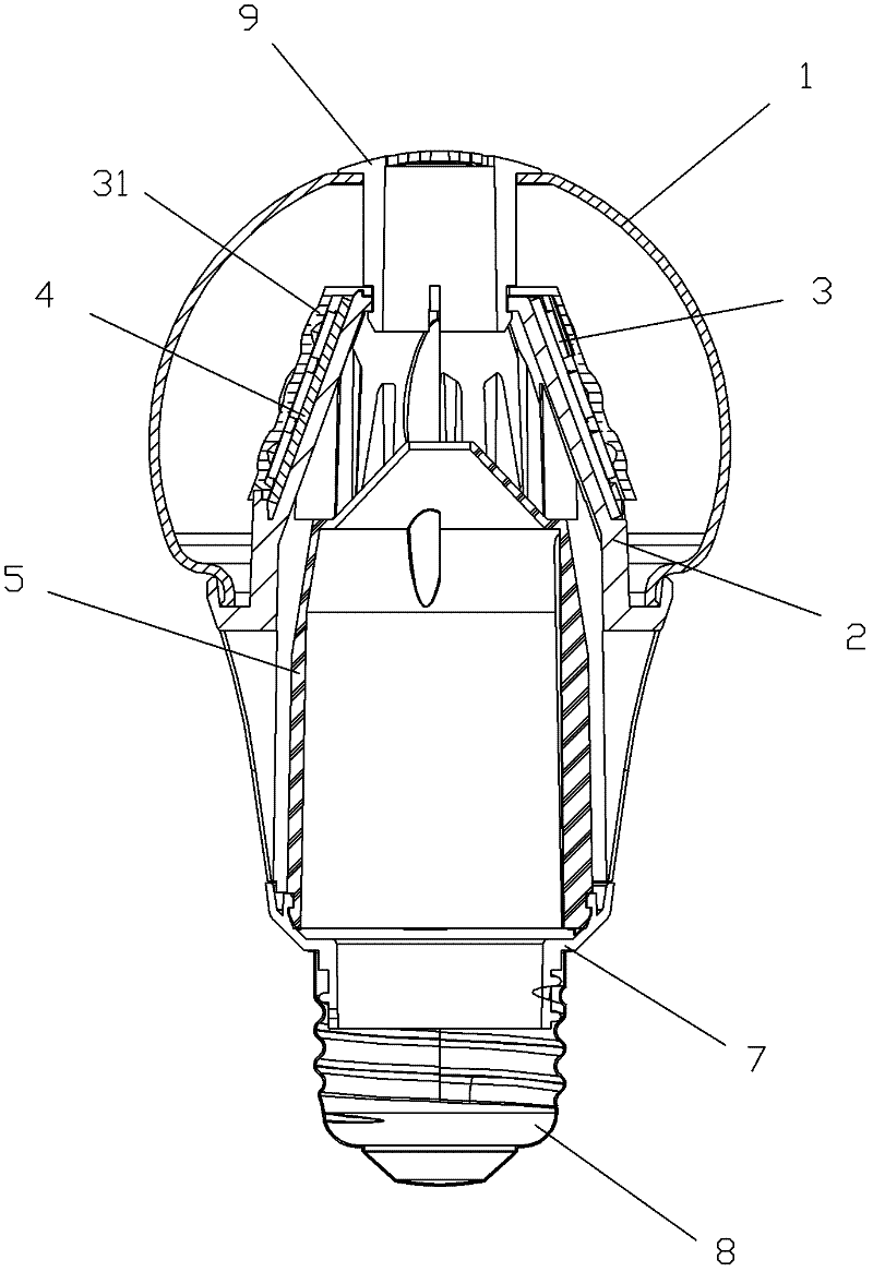 LED (Light-Emitting Diode) lamp bulb with good heat radiation