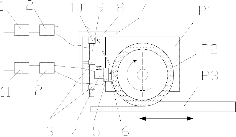 Grinding processing method and device for online grinding wheel dressing by ultrasonic vibration and