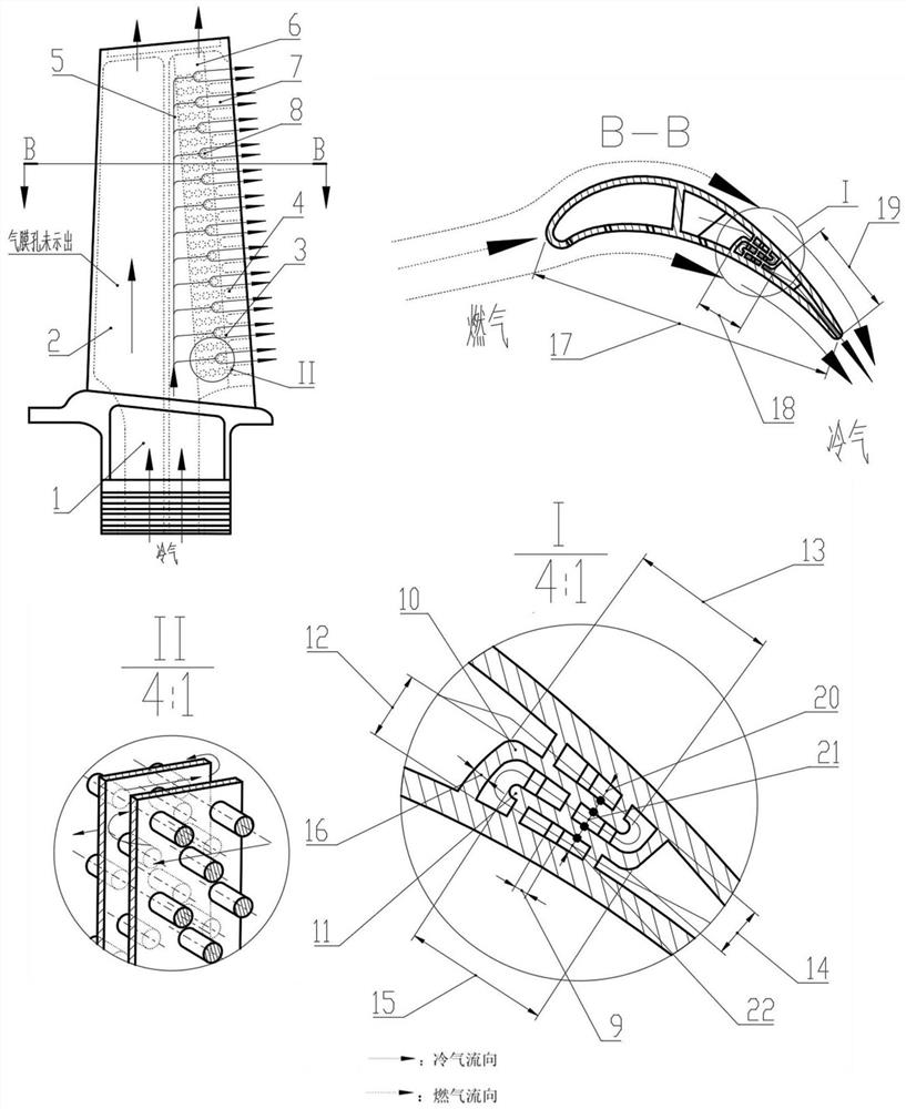 Turbine blade adopting chordwise rotary cooling channel