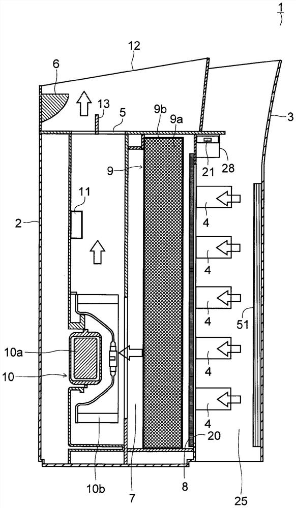 Air supply device and method for catching insects