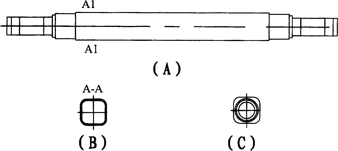 Roll type cold pressing processing method and device for vehicle driving axle housing