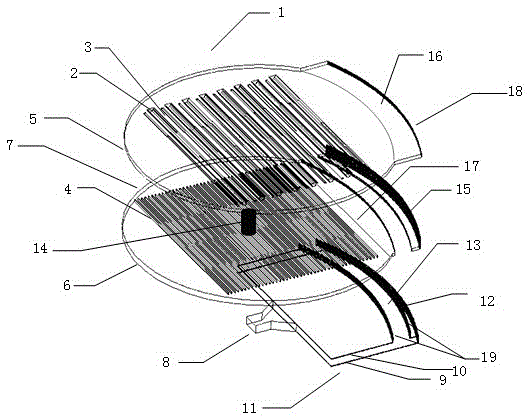 Broad-band high-gain scannable panel antenna of parabolic reflection surface feeding