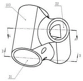 A connection device for a composite material node and an assembly method thereof