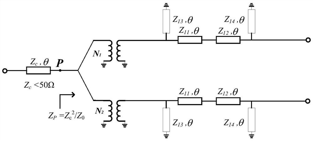 Broadband filtering power divider capable of realizing high power dividing ratio