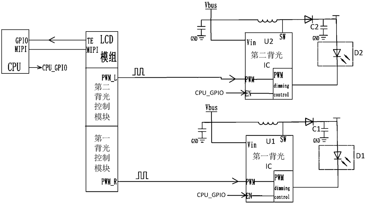 Circuit for eliminating LCD backlight black frame insertion noises and wearable device