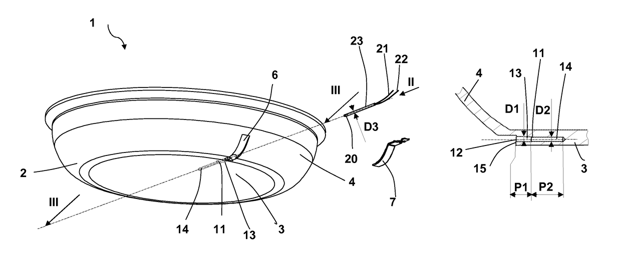 Process for drilling a tunnel in which to place a sensor in a cooking vessel and vessel created by said process