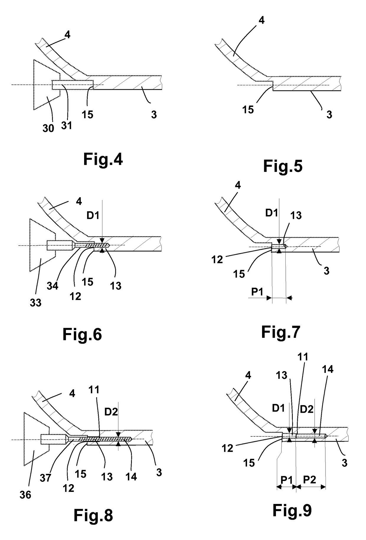 Process for drilling a tunnel in which to place a sensor in a cooking vessel and vessel created by said process