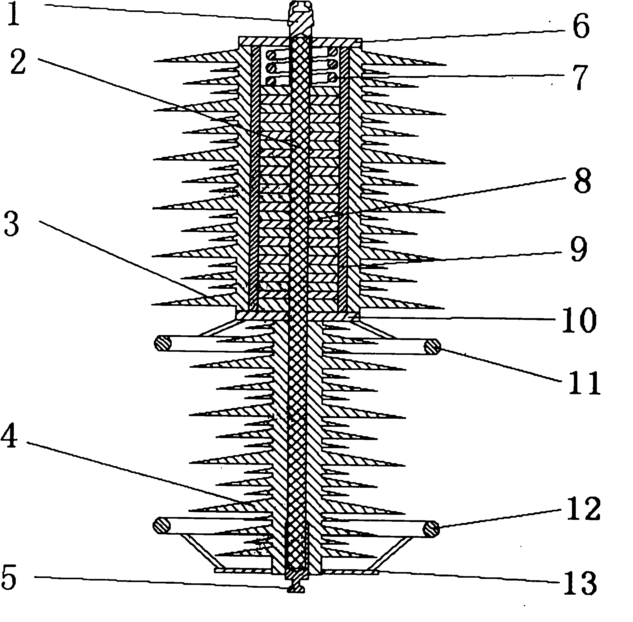 Anti-ice-flashover composite insulator with lightning protection function