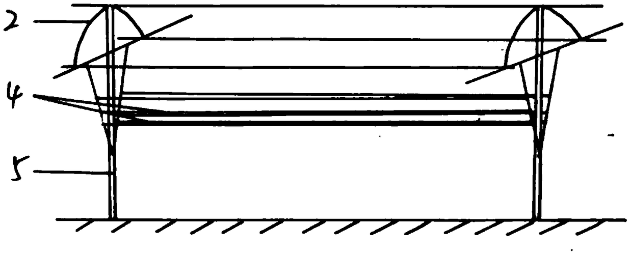 Grape rain-sheltering greenhouse frame and construction method thereof