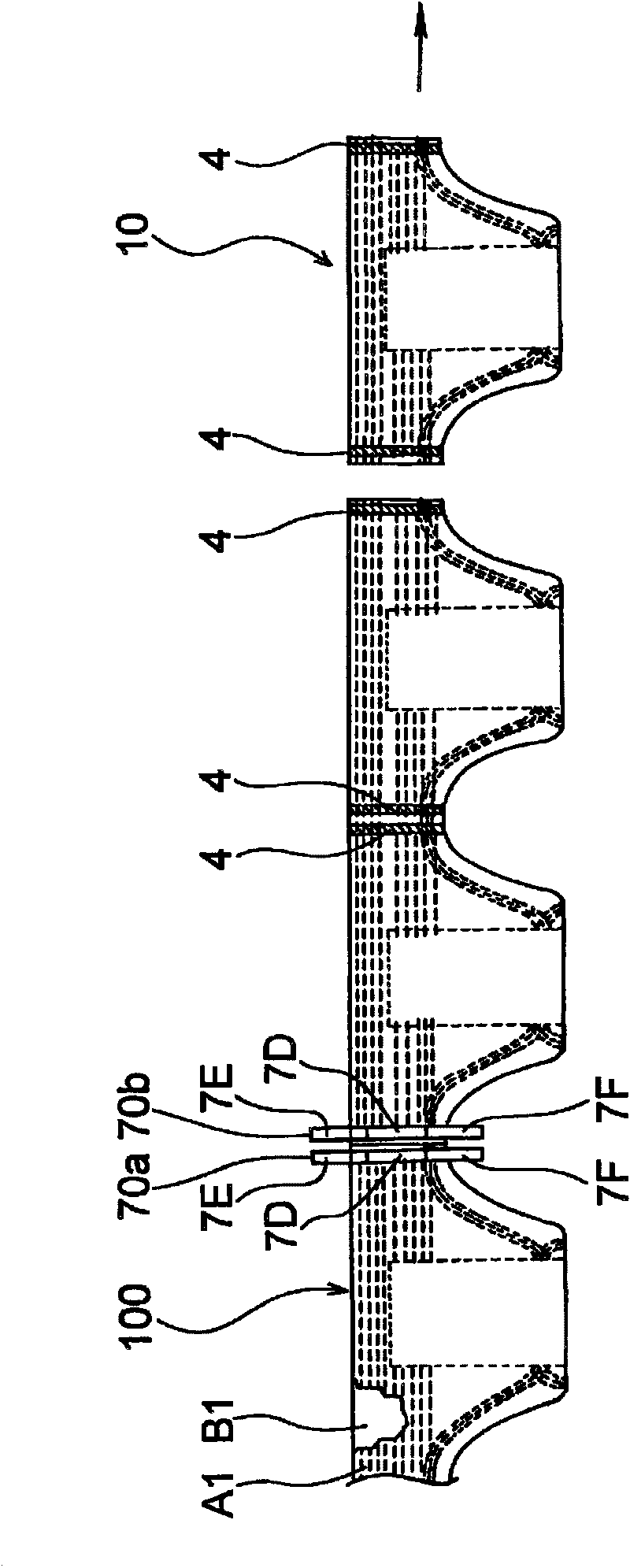 Sheet material processing method and device