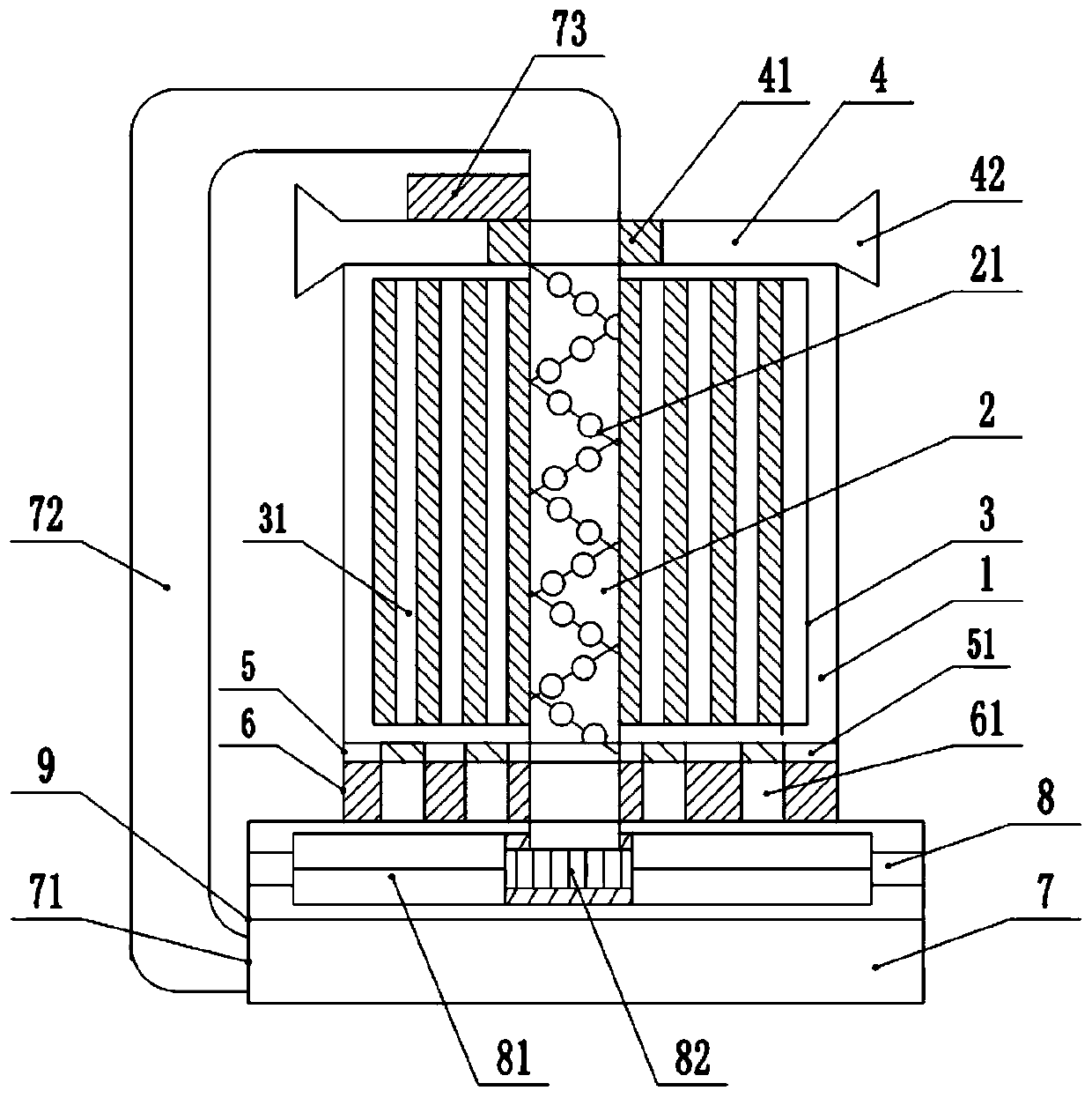 A high-temperature flue gas dust removal cooling device