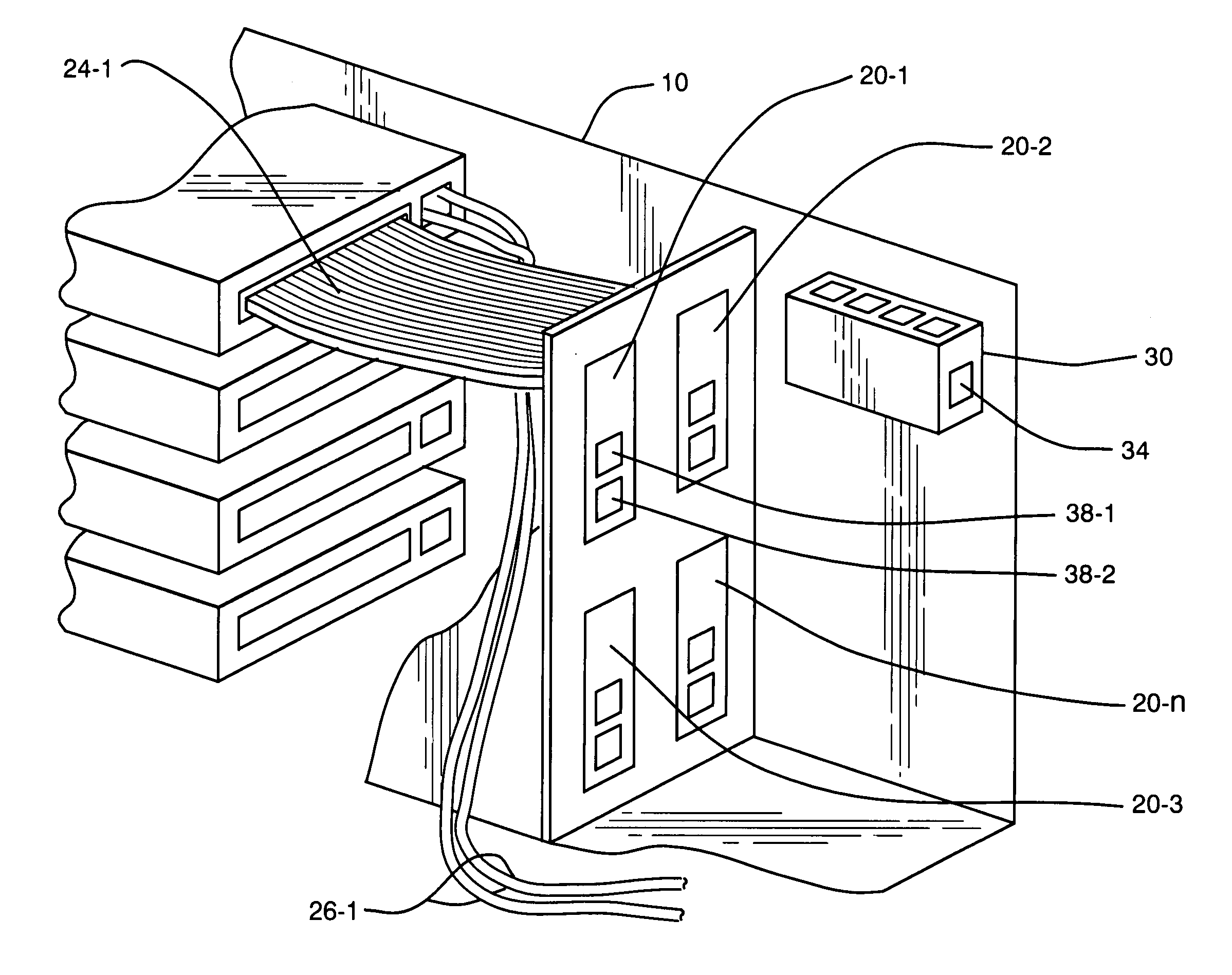 Data bank providing connectivity among multiple mass storage media devices using daisy chained universal bus interface