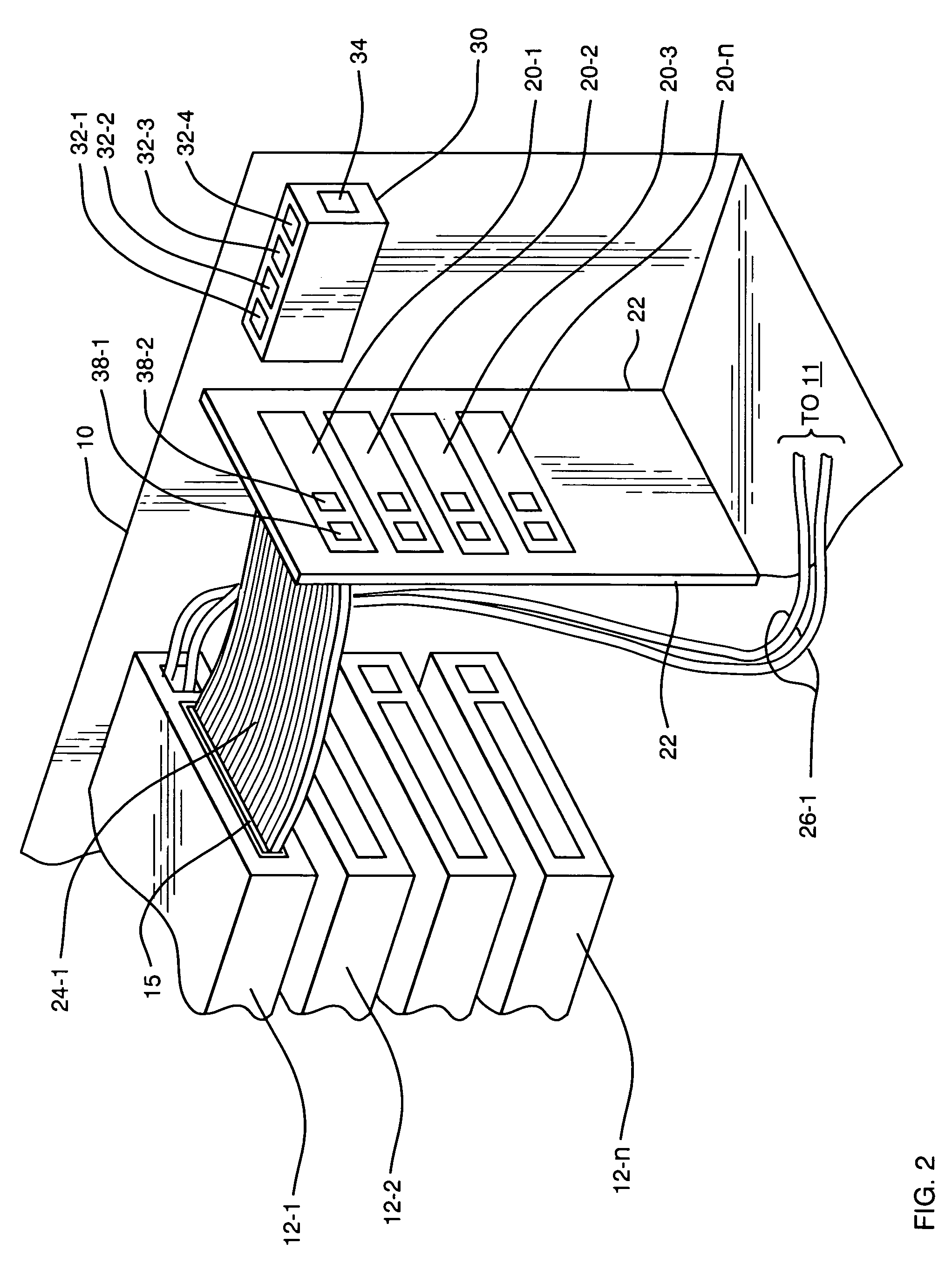 Data bank providing connectivity among multiple mass storage media devices using daisy chained universal bus interface