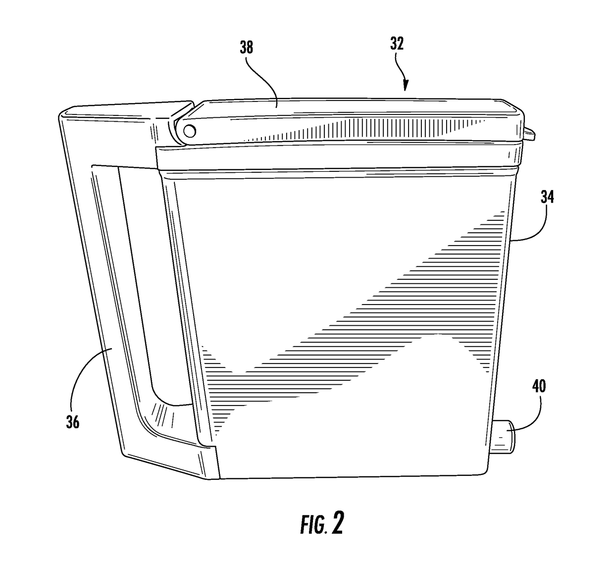 Home appliance with recessed water vessel housing