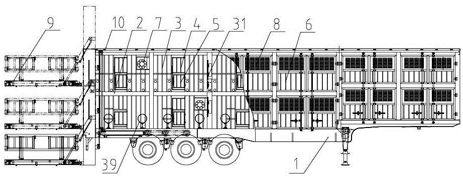 Double-decker beef cattle transport vehicle