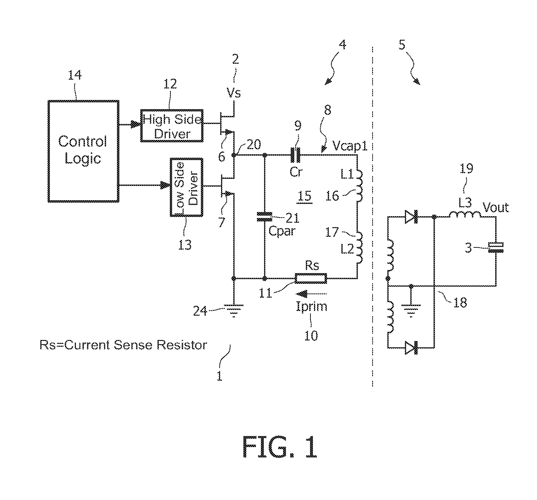 Control of a resonant converter by setting up criteria for state parameters of the resonant converter