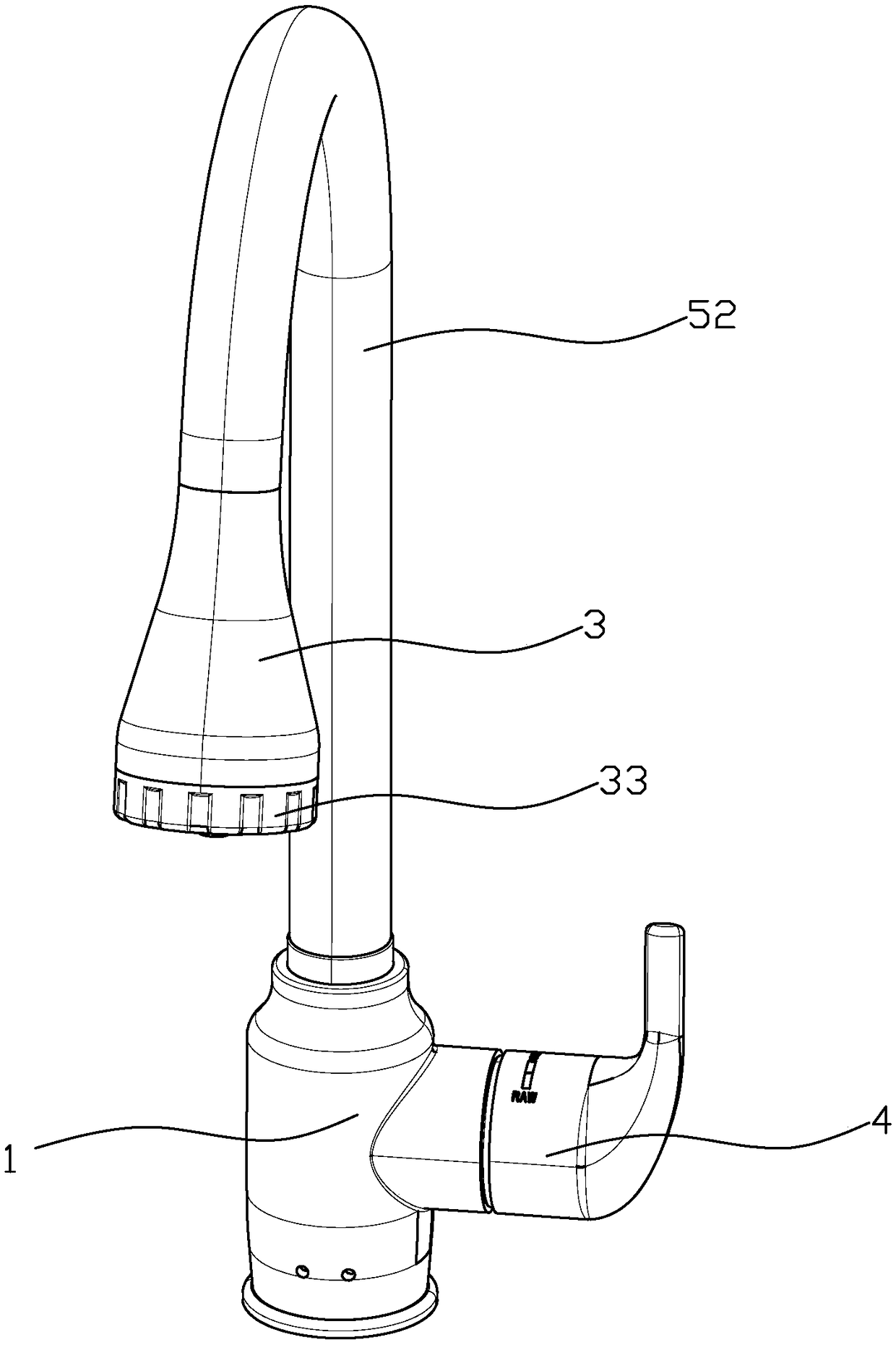 Two-in-one cold hot water faucet of terminal water purification device