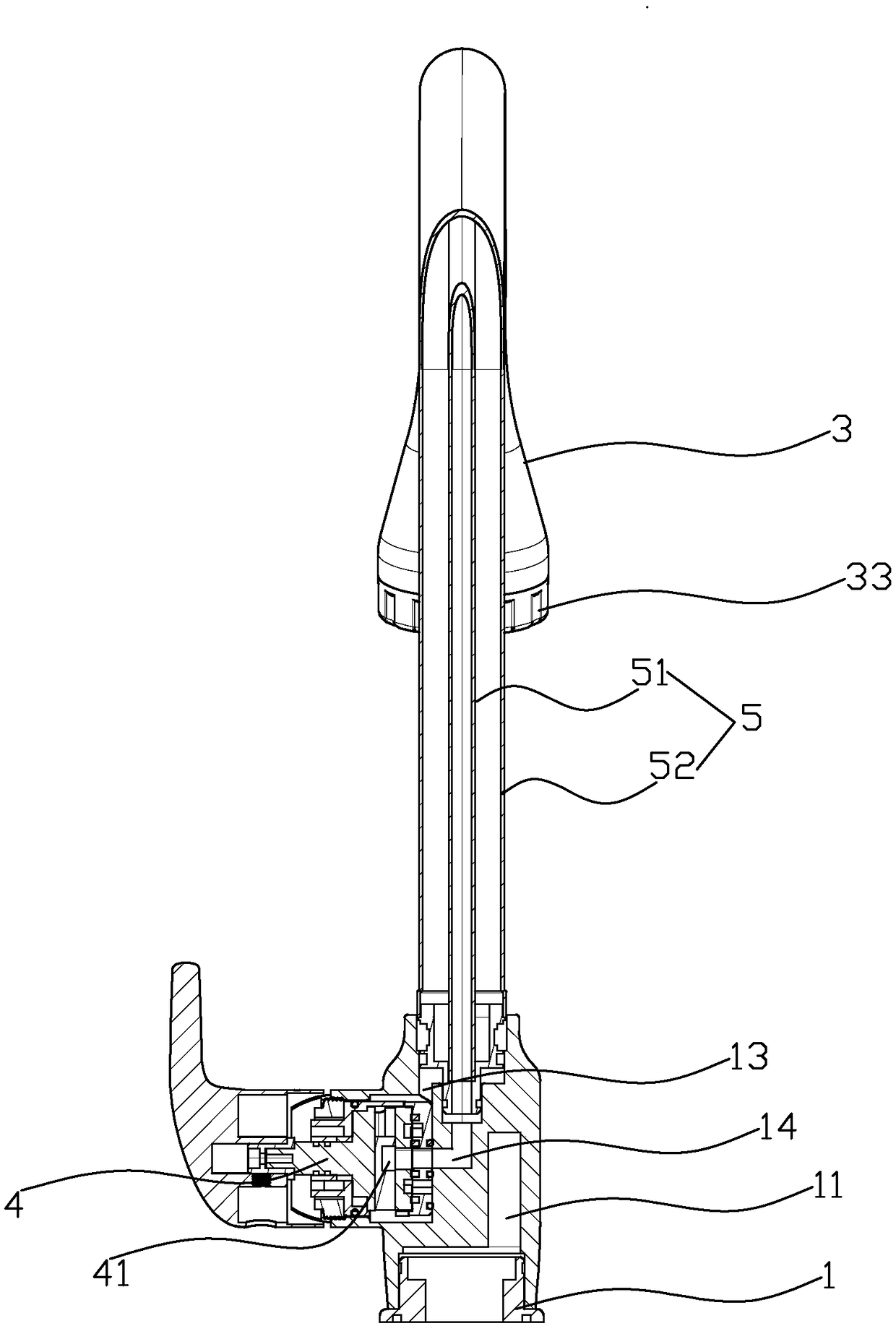 Two-in-one cold hot water faucet of terminal water purification device