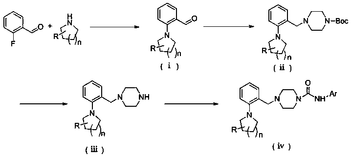 4-(2-(pyrrolidine/piperidine-1-yl)benzyl)-piperazine urea TRPV1 antagonist and preparation method and application thereof