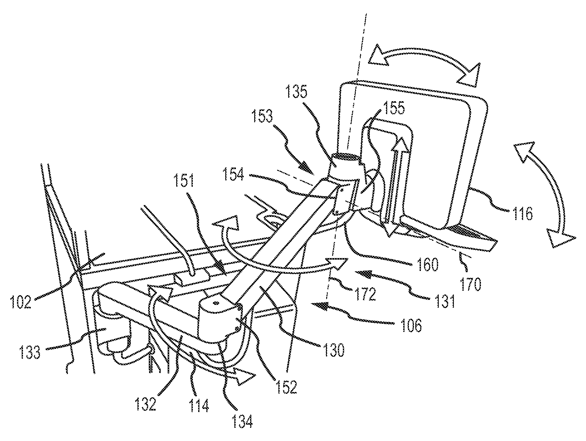 Dispensing cabinet with articulating arm