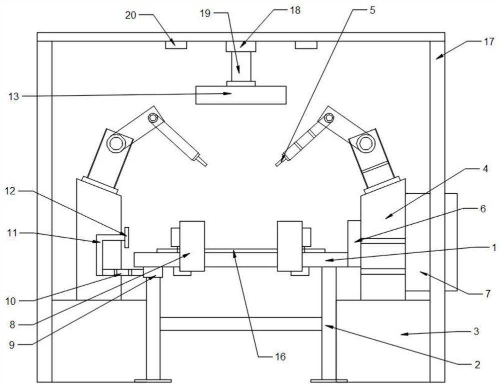 An automatic welding device suitable for processing anti-theft doors