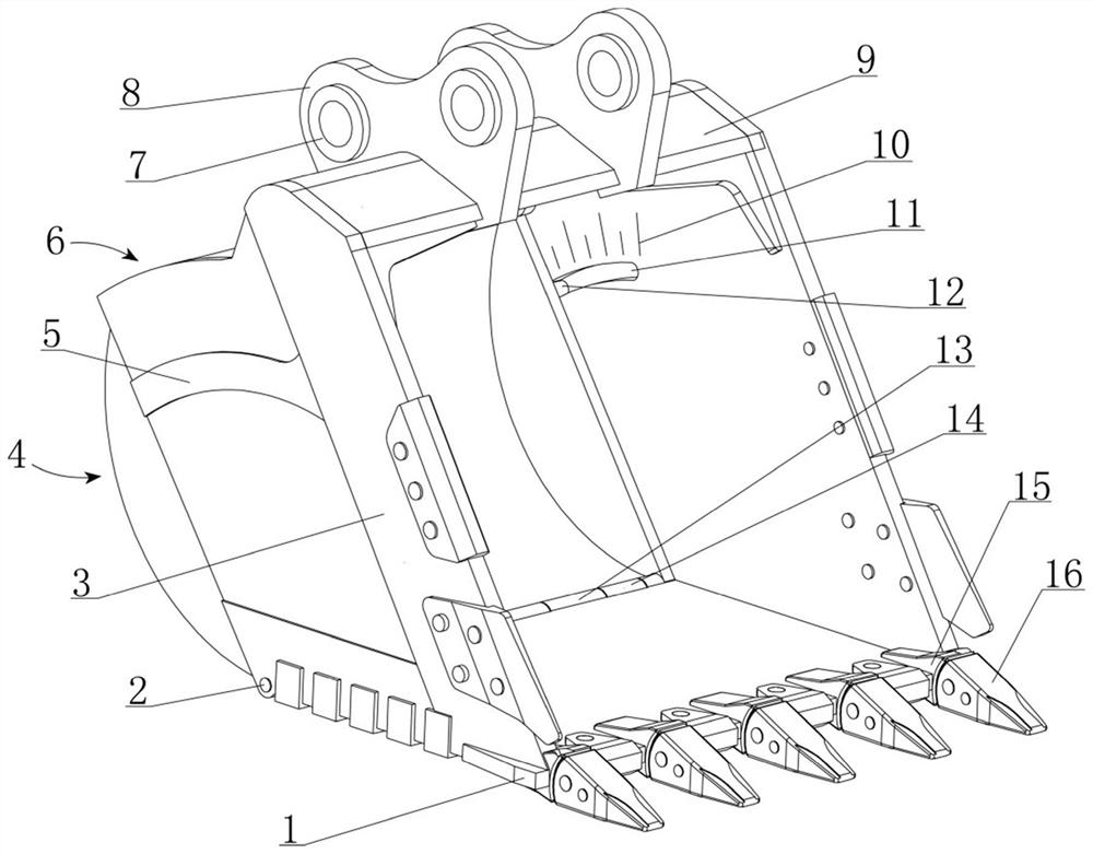 Excavator bucket for constructional engineering