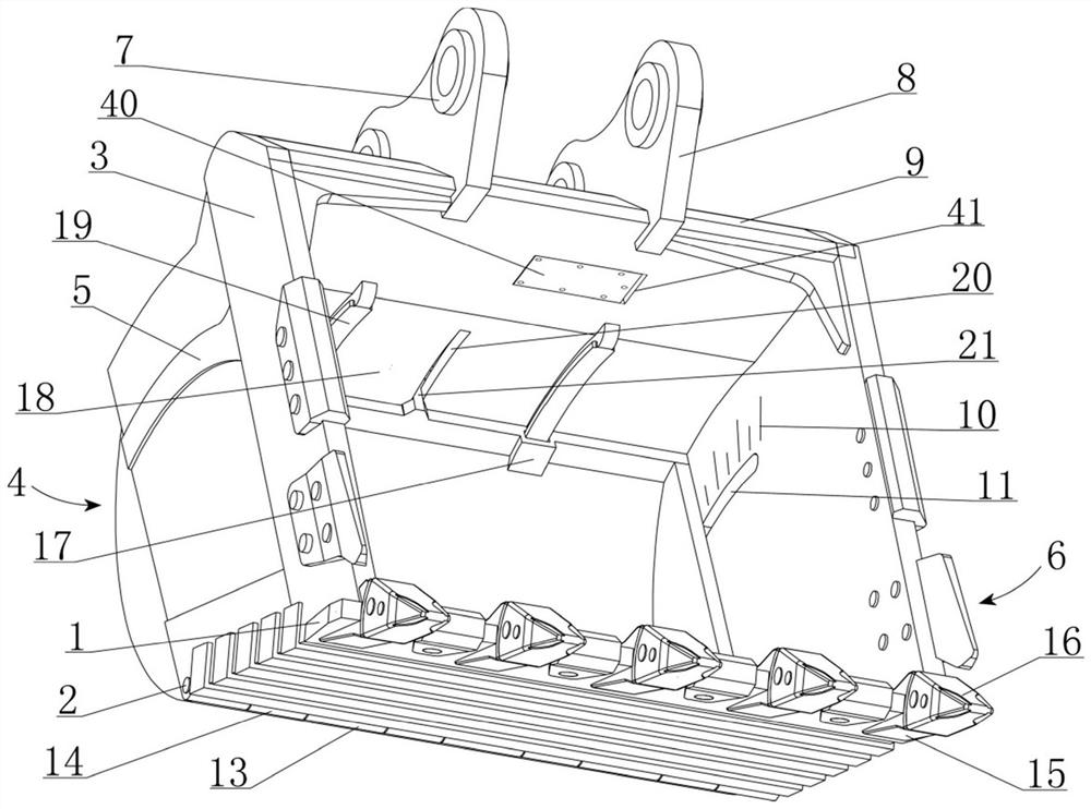 Excavator bucket for constructional engineering