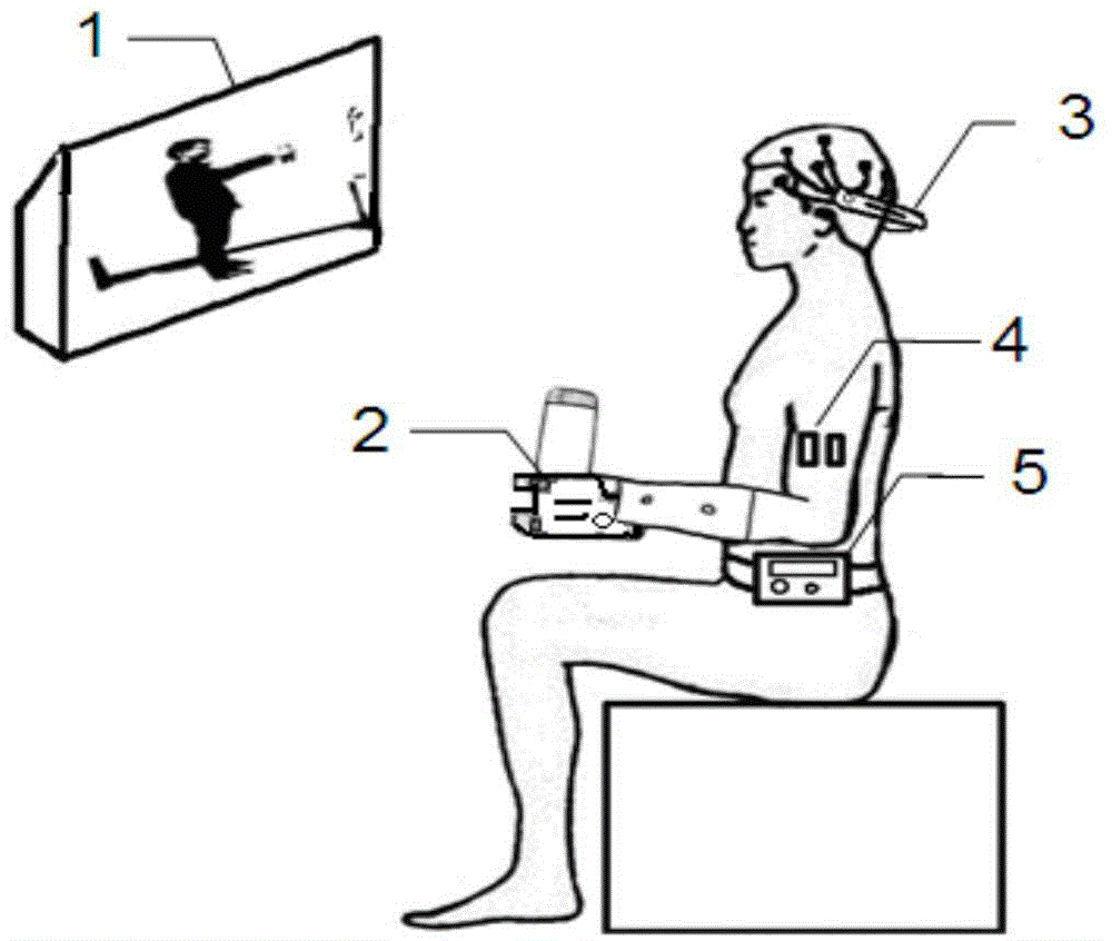 Brain-myoelectricity artificial limb control device and method based on scene steady-state visual evoking