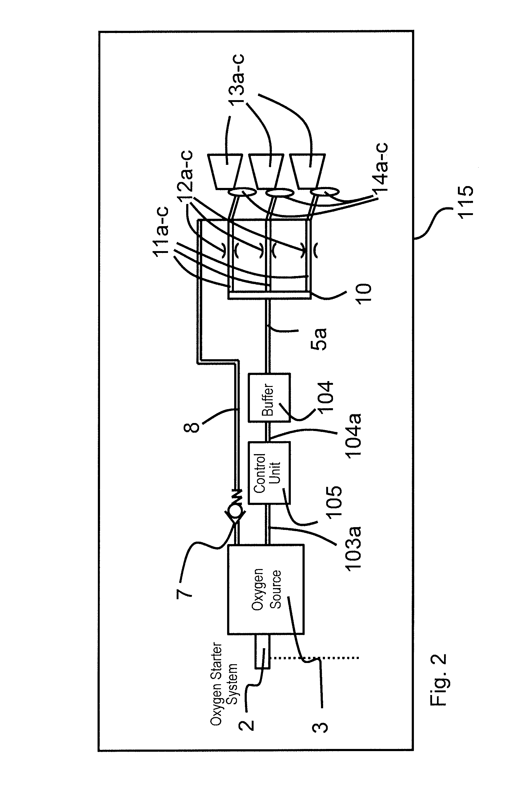 Oxygen breathing device with integrated flexible buffer