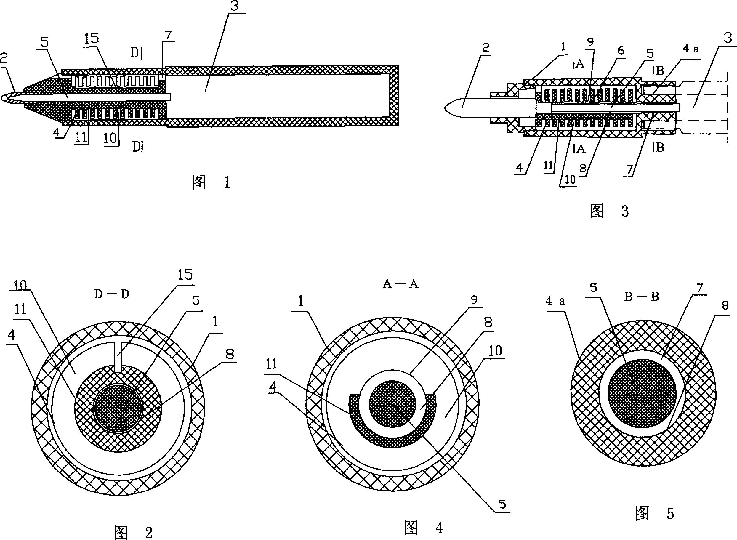 Straight liquid type writing item component and pen with the same