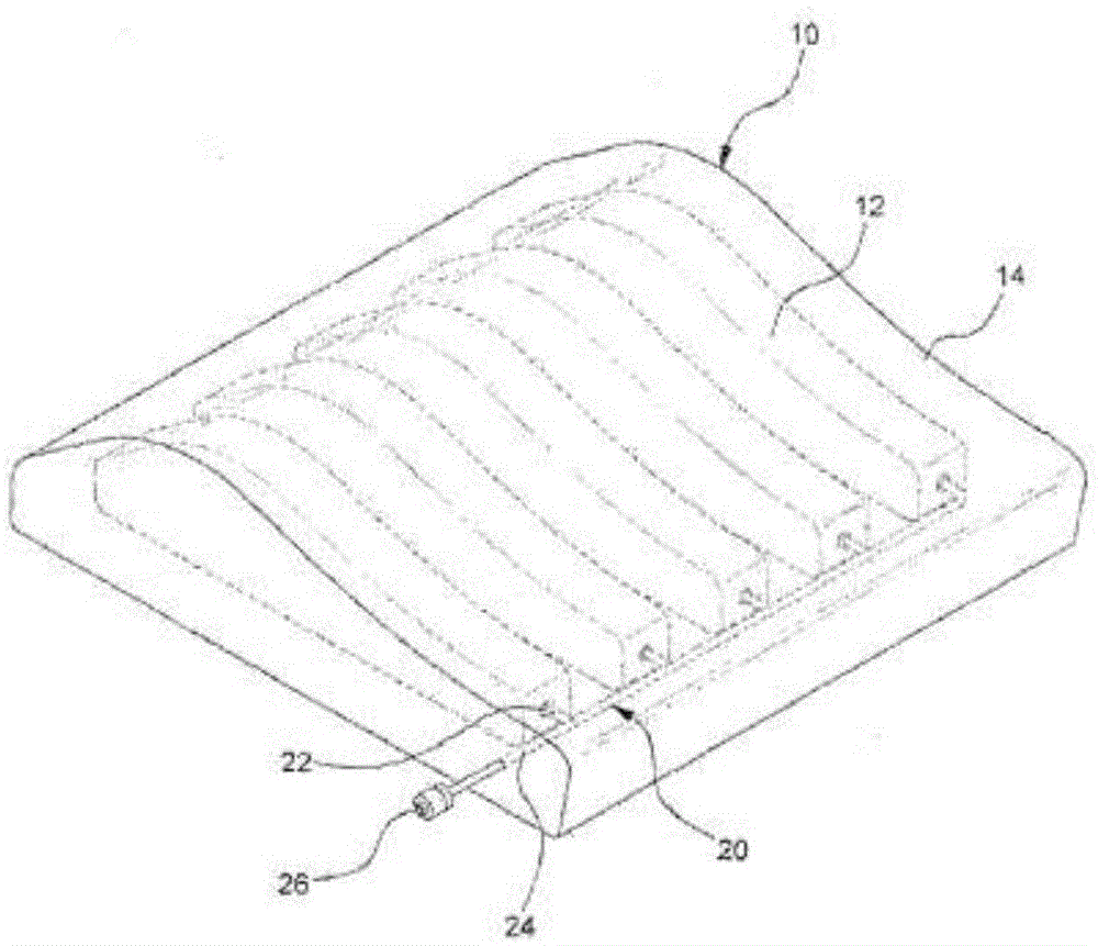 Cushion having embedded automatically-charging air tubes and method for manufacturing same