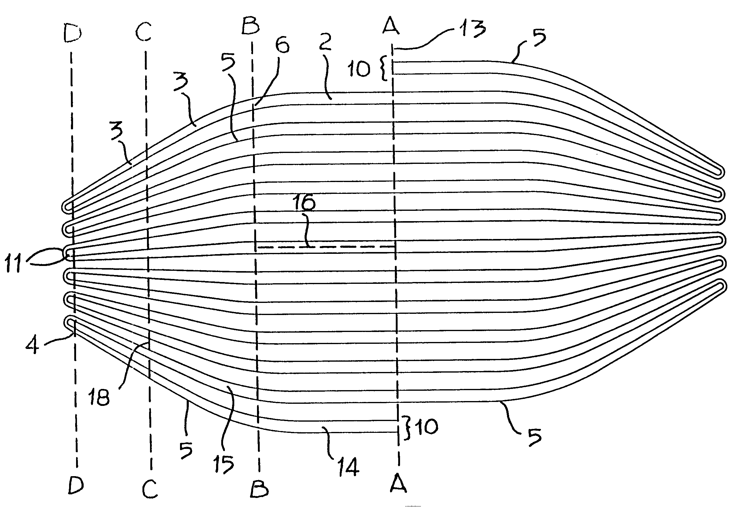 Tire with reinforcement structure forming internal and external loops