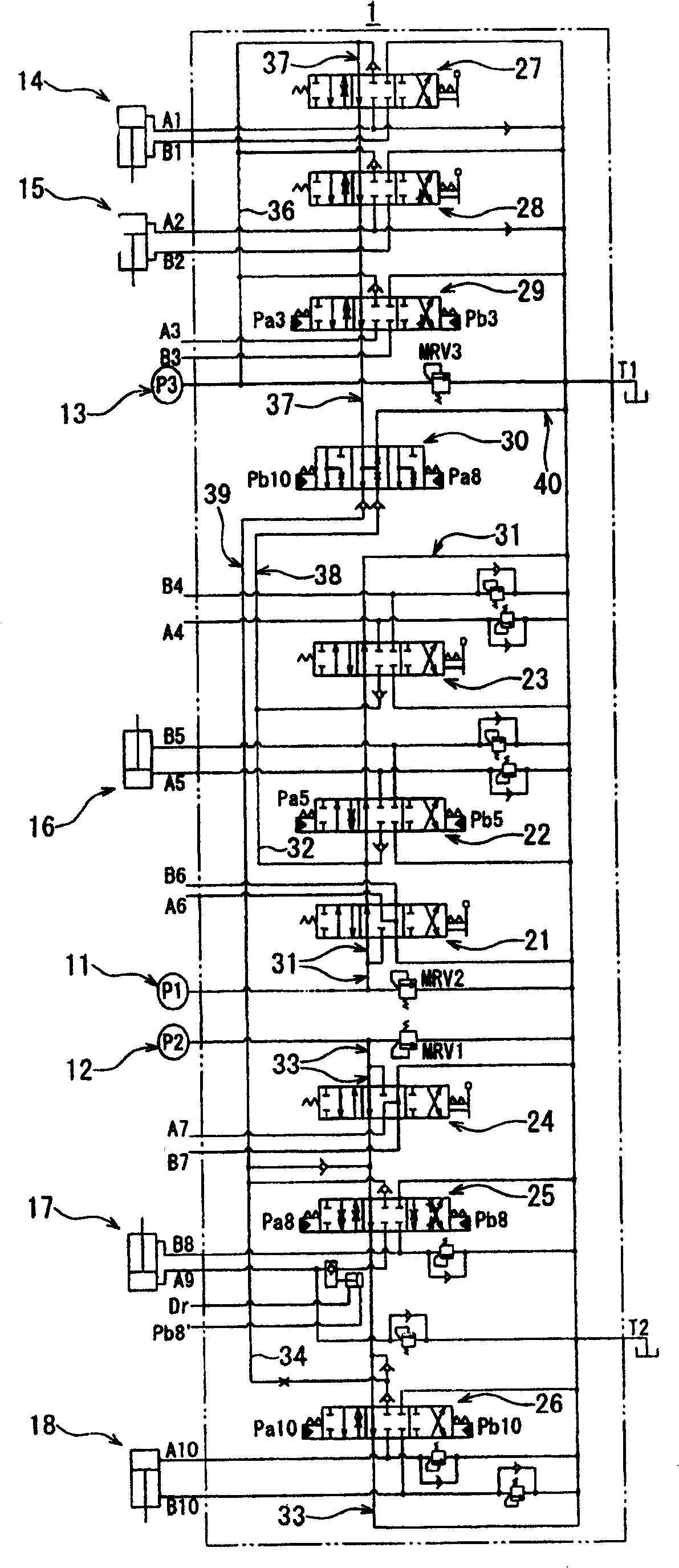 Hydraulic loop of building machinery