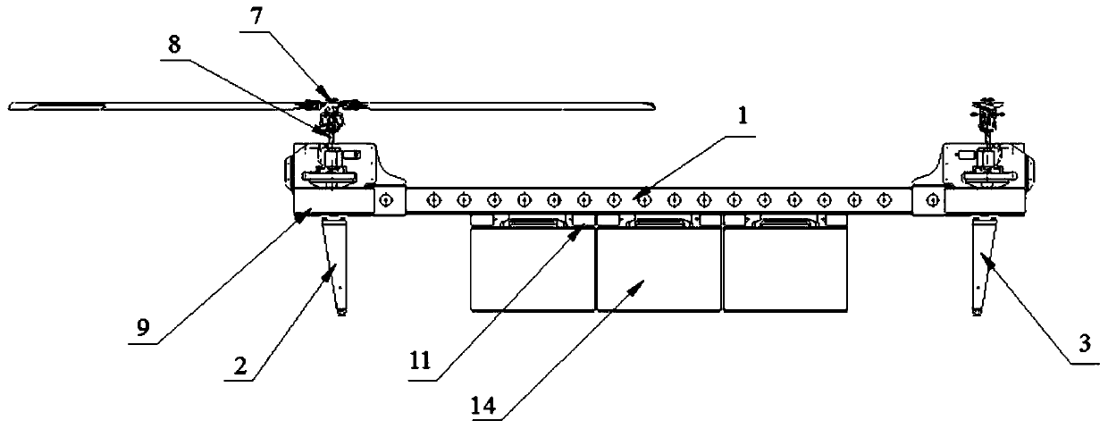 Tandem electric double-rotor helicopter and control system thereof