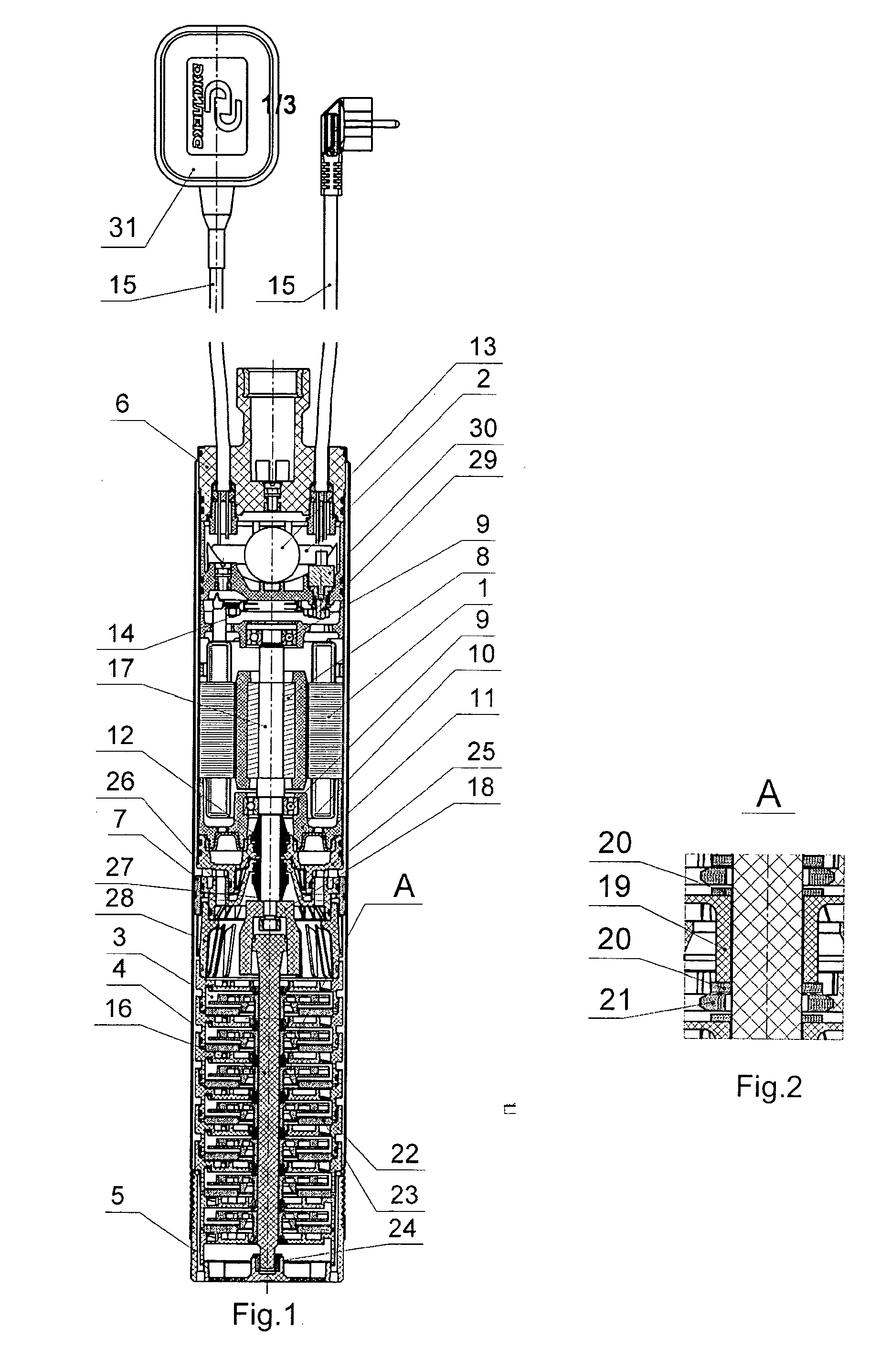 Centrifugal multiple-impeller electric pump