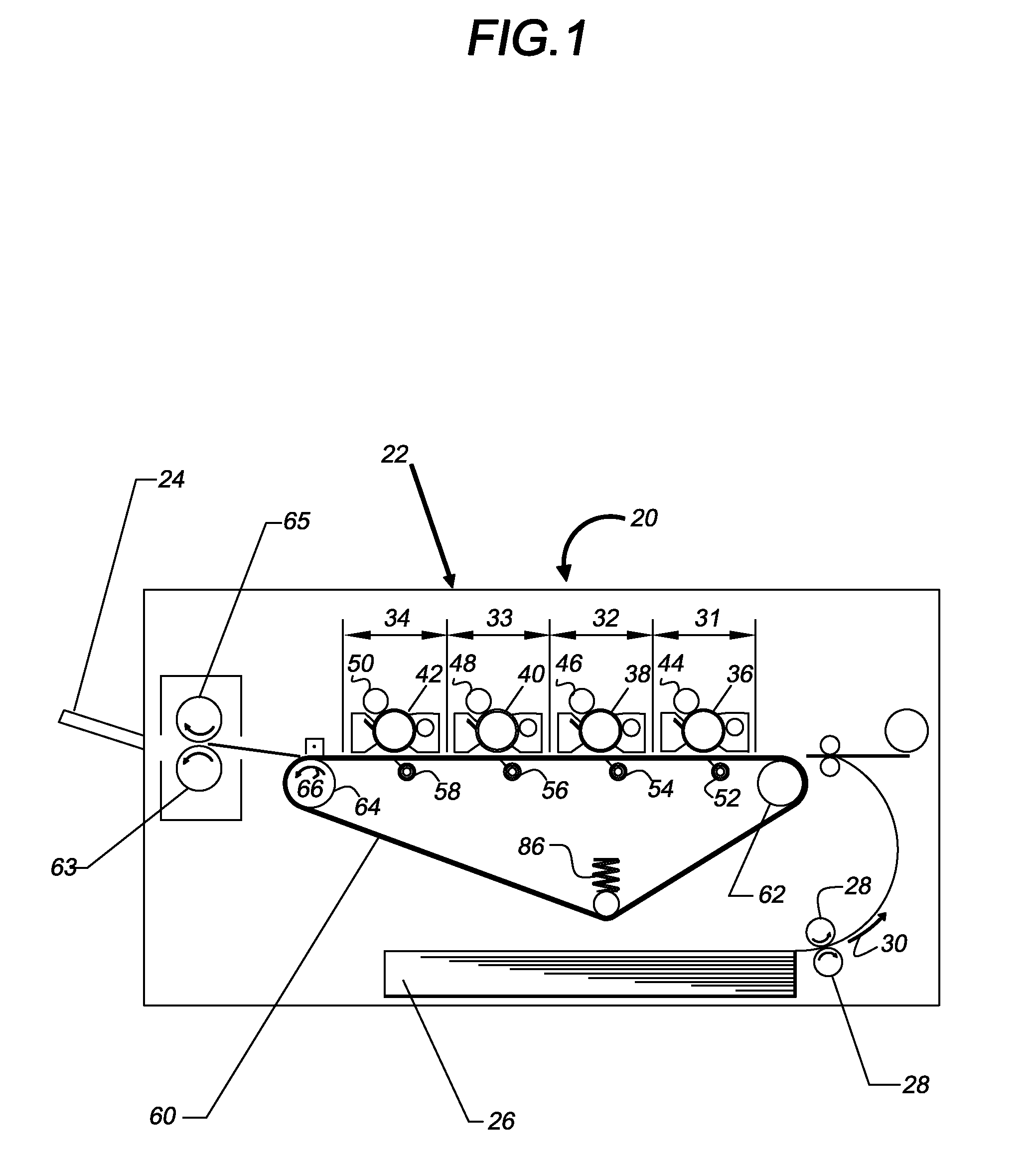 Color printer toner transfer belt system and process