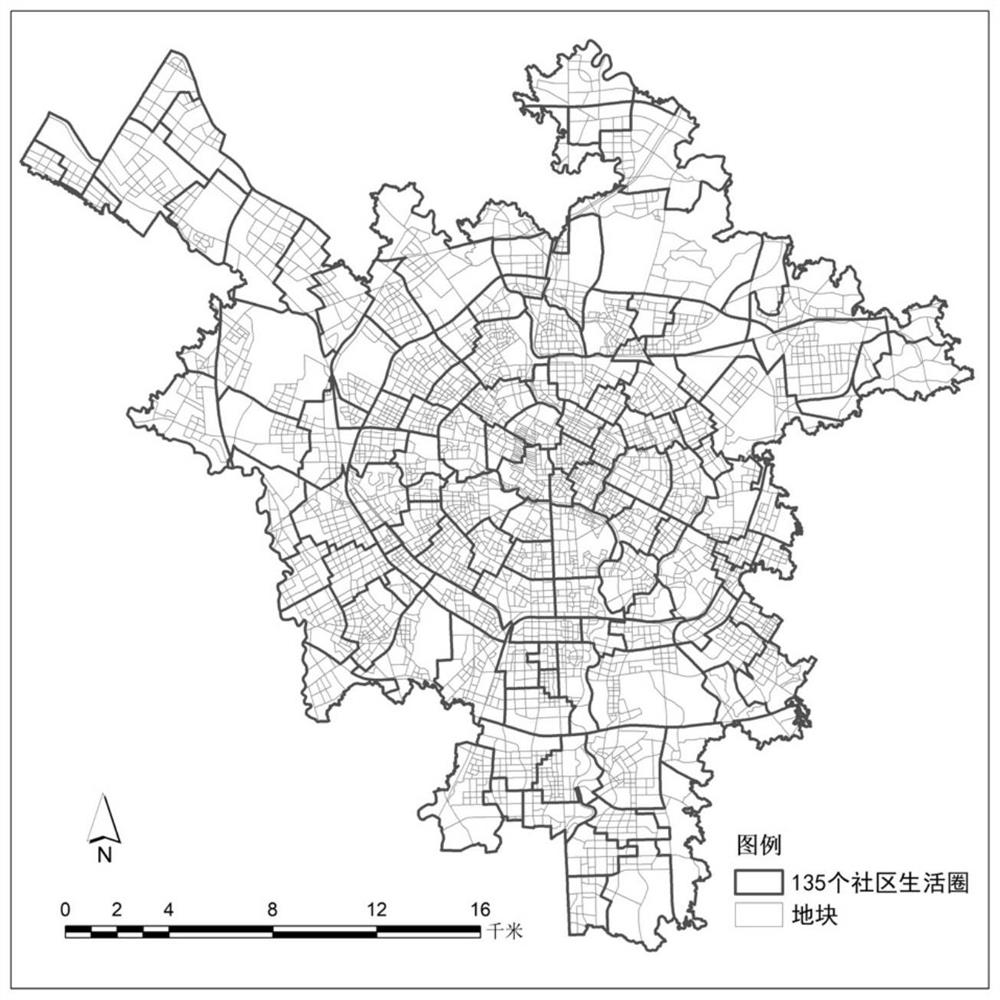 Community life circle boundary measurement method and system, computer equipment and storage medium