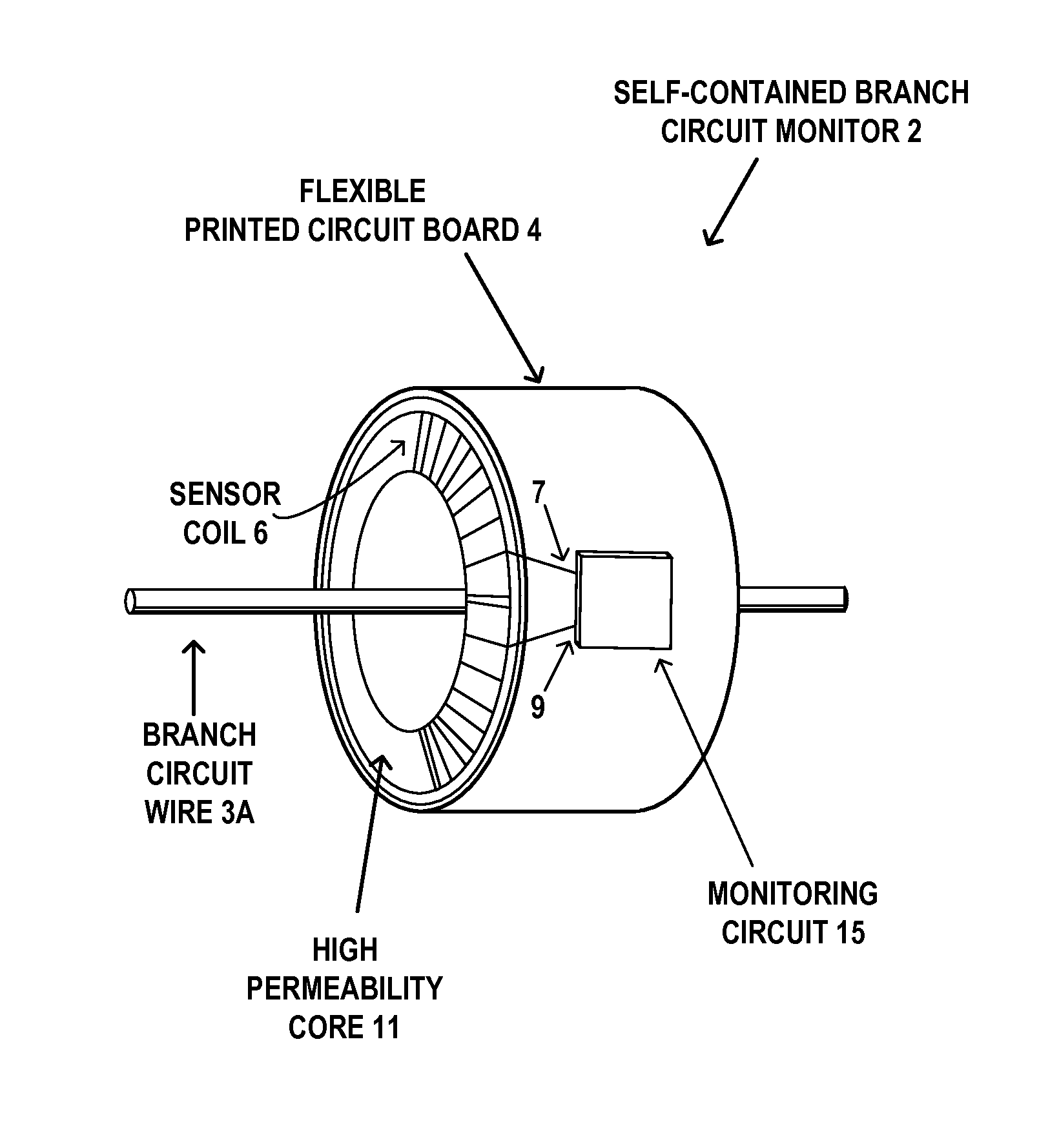 Self-contained branch circuit monitor