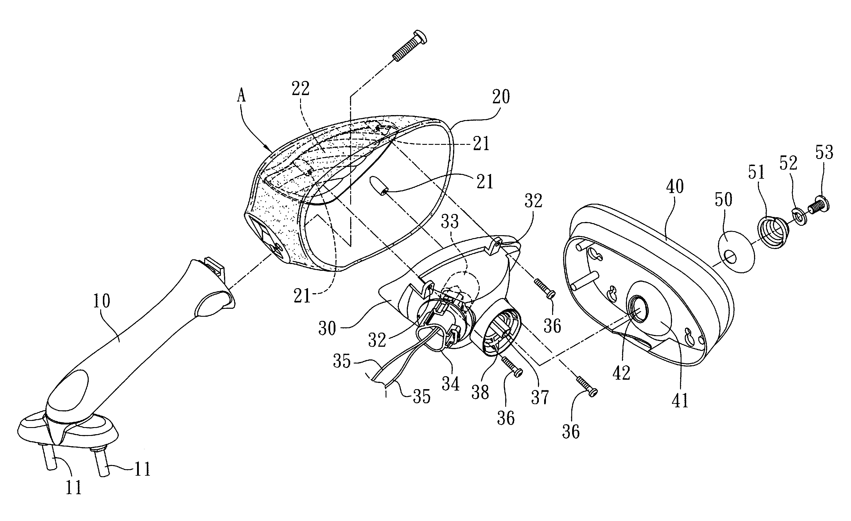 Rearview mirror with concealed and light-transmittable turn signal light