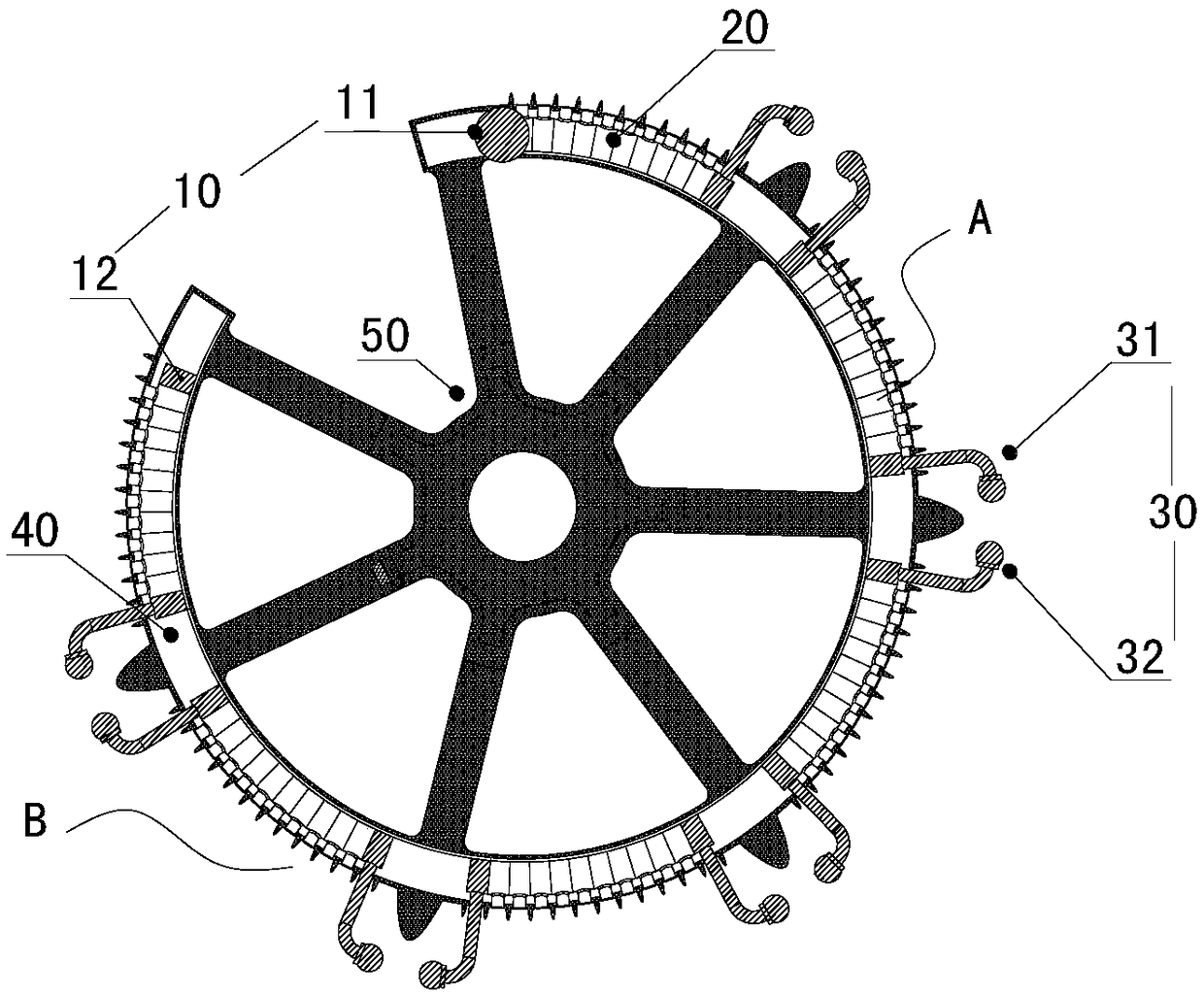 Disk-shaped multi-gap arc extinguishing and lightning protection device based on double hemisphere T-shaped ceramic discharge tube