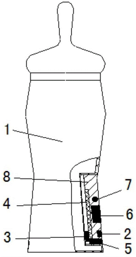 Detachable electronic temperature measuring feeding bottle